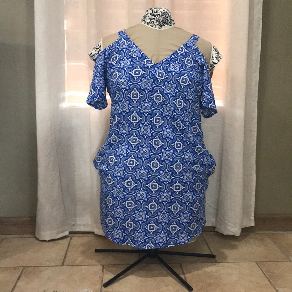 Blue and white dress